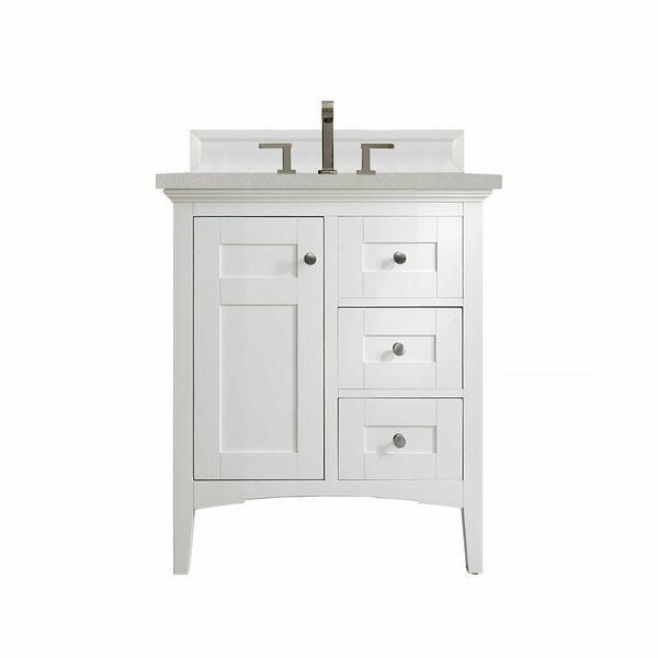 James Martin Vanities Palisades 30in Single Vanity, Bright White w/ 3 CM Eternal Serena Quartz Top 527-V30-BW-3ESR